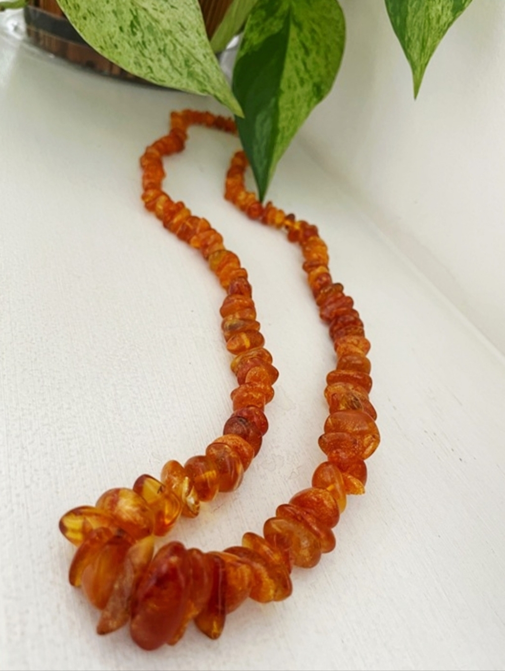 Graduated Vintage  Natural Baltic Amber Necklace 28" (Natural Inclusions)